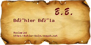 Böhler Béla névjegykártya